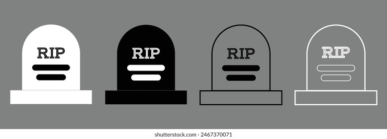 Tombstone line icon set. rip headstone vector icon. death grave tone icon. gravestone line icon suitable for apps. tombstone vector set.