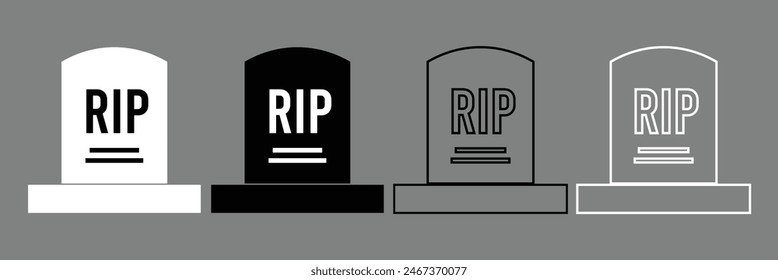 Tombstone line icon set. rip headstone vector icon. death grave tone icon. gravestone line icon suitable for apps. tombstone vector set.