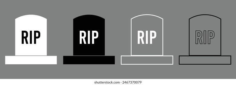 Tombstone line icon set. rip headstone vector icon. death grave tone icon. gravestone line icon suitable for apps. tombstone vector set.