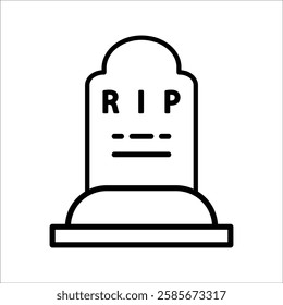 tombstone line icon. Tombstone skeleton vector sign