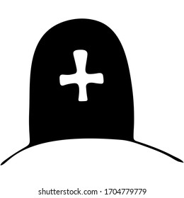 Tombstone. Monument made of granite. Vector illustration. Silhouette on an isolated background. Gloomy sketch.