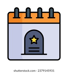 Tombstone on calendar, concept icon of bereavement reminder