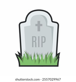tombstone with outline in flat vector design.