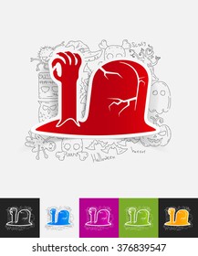 tombstone paper sticker with hand drawn elements