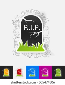 tombstone paper sticker with hand drawn elements