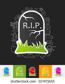 tombstone paper sticker with hand drawn elements