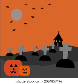 Tombstone pattern and fullmoon on night for halloween vector