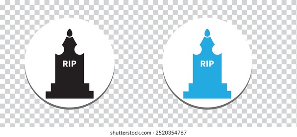 Tombstone und Rip-Symbol, Vektorsymbol. Reißsymbol auf PNG-Hintergrund. Vektorgrafik.