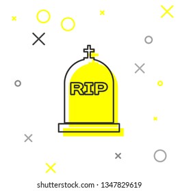 Tombstone with RIP written on it line icon isolated on white background. Grave icon. Vector Illustration