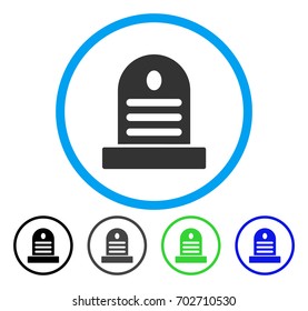 Tombstone rounded icon. Vector illustration style is a flat iconic symbol inside a circle, black, gray, blue, green versions. Designed for web and software interfaces.