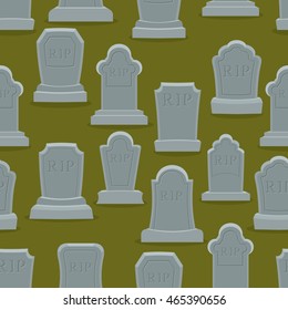 Tombstone seamless pattern. Old gravestone ornament. Cemetery background. rip texture. Grave Ancient. Tombs With cracks