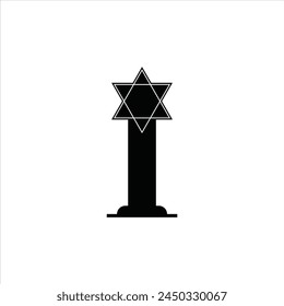 Tombstone in the shape of a Star of David  vector. Jewish grave stone. Symbol of death and funeral. Gravestone flat icon.