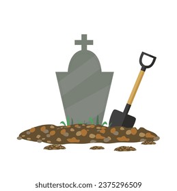 Tombstone with shovel art vector illustration
