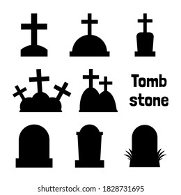 Tombstone silhouette collection for Halloween in Vector Flat Design, Vector and Illustration.