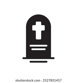 Tombstone silhouette icon, gothic, die, gravestone, Halloween theme, vector illustration, isolated on white background. 