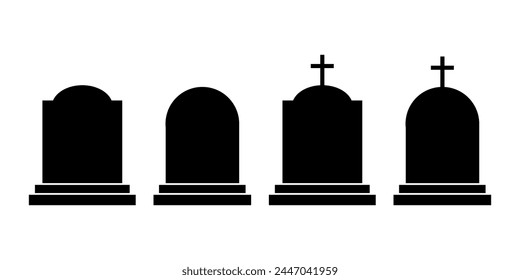 Tombstone silhouette icon symbol set 
