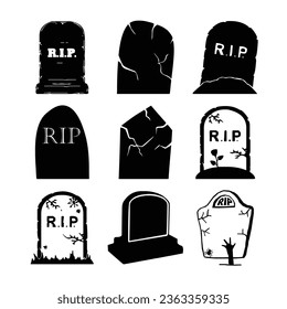 Tombstone Silhouettes Vector Set collection.