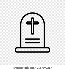 Tombstone simple icon vector. Flat design. Transparent grid.ai