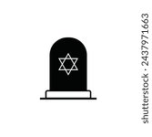 Tombstone with Star of David. Jewish grave stone. Symbol of death and funeral. Gravestone flat icon.