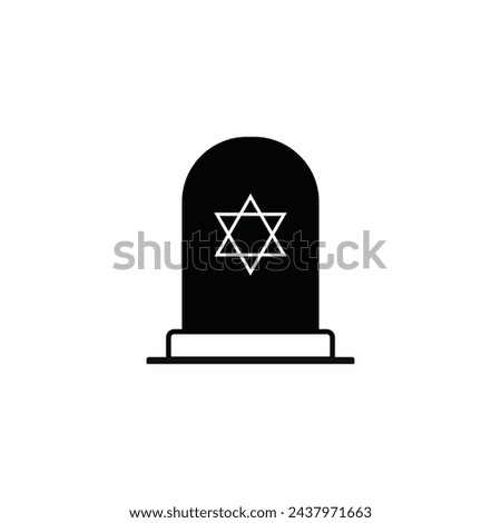 Tombstone with Star of David. Jewish grave stone. Symbol of death and funeral. Gravestone flat icon.