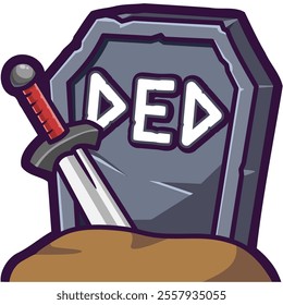 tombstone with sword cartoon emote