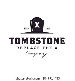 Tombstone Tomb Cemetery vintage label retro logo