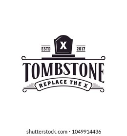 Tombstone Tomb Cemetery vintage label retro logo