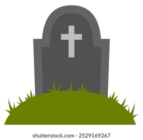 Tombstone em ilustração de desenho animado vetorial para Halloween isolado no fundo branco.