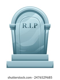 Tombstone vector cartoon illustration. RIP gravestone isolated on white background.