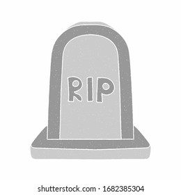 Tombstone Vector Design. Digital Hand Drawn Style. Grain Texture