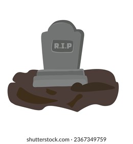 Tombstone vector, gravestone vector. Scary stone grave vector. Halloween Elements and Objects for Design Projects