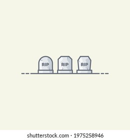 Tombstone vector icon illustration. Tombstone flat design