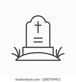 Tombstone vector icon isolated in black line