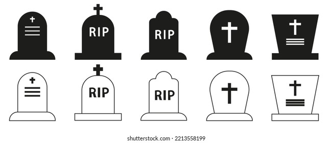Tombstone vector icon. Rip grave outline vector icon sign. eps10