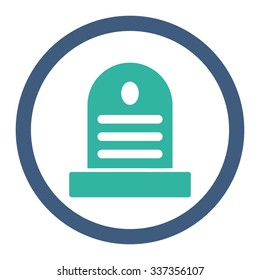 Tombstone vector icon. Style is bicolor flat rounded symbol, cobalt and cyan colors, rounded angles, white background.