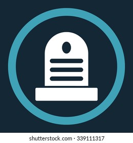 Tombstone vector icon. Style is bicolor flat rounded symbol, blue and white colors, rounded angles, dark blue background.