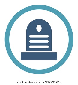 Tombstone vector icon. Style is bicolor flat rounded symbol, cyan and blue colors, rounded angles, white background.