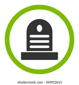 Tombstone vector icon. Style is bicolor flat rounded symbol, eco green and gray colors, rounded angles, white background.