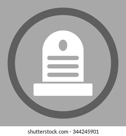 Tombstone vector icon. Style is bicolor flat rounded symbol, dark gray and white colors, rounded angles, silver background.