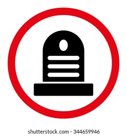 Tombstone vector icon. Style is bicolor flat rounded symbol, intensive red and black colors, rounded angles, white background.