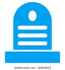 Tombstone vector icon. Style is flat symbol, blue color, rounded angles, white background.