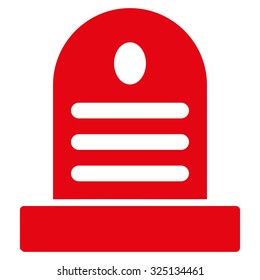 Tombstone vector icon. Style is flat symbol, red color, rounded angles, white background.