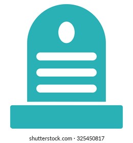 Tombstone vector icon. Style is flat symbol, cyan color, rounded angles, white background.