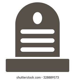 Tombstone vector icon. Style is flat symbol, grey color, rounded angles, white background.