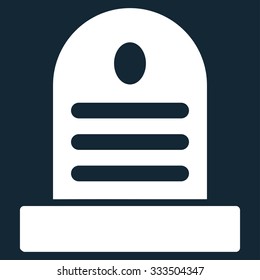 Tombstone vector icon. Style is flat symbol, white color, rounded angles, dark blue background.