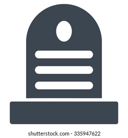 Tombstone vector icon. Style is flat symbol, smooth blue color, rounded angles, white background.