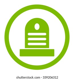 Tombstone vector icon. Style is flat rounded symbol, eco green color, rounded angles, white background.