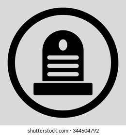 Tombstone vector icon. Style is flat rounded symbol, black color, rounded angles, light gray background.