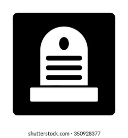 Tombstone vector icon. Style is flat rounded square button, white and black colors, white background.