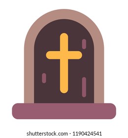 A tombstone vector illustration in flat color design